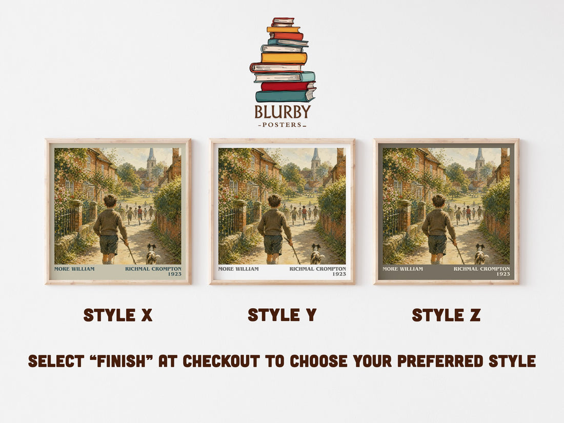 More William literary print in frame leaning in hallway – childrens wall art (mockup)
