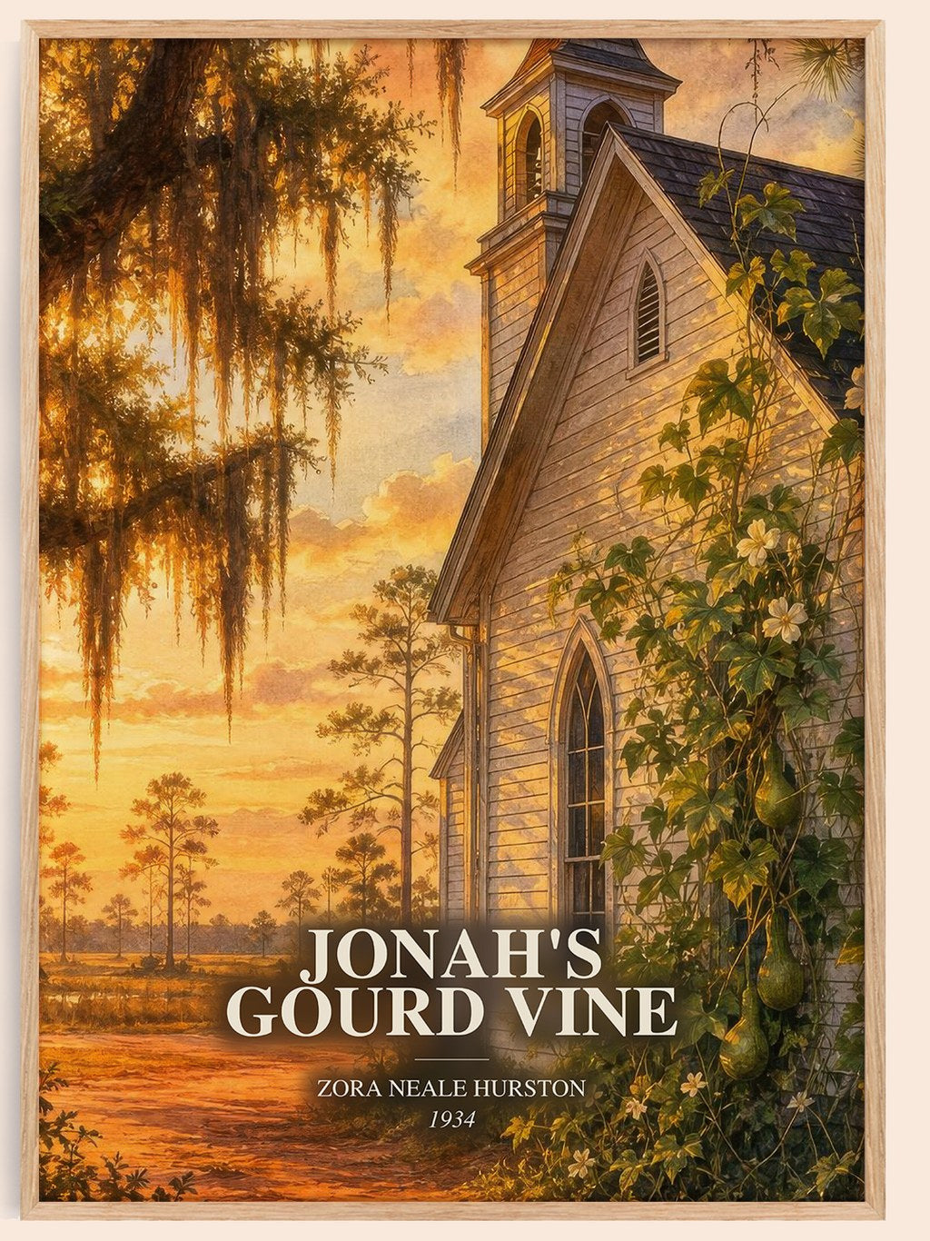 Jonah's Gourd Vine watercolour book poster by Zora Neale Hurston – framed literary art print