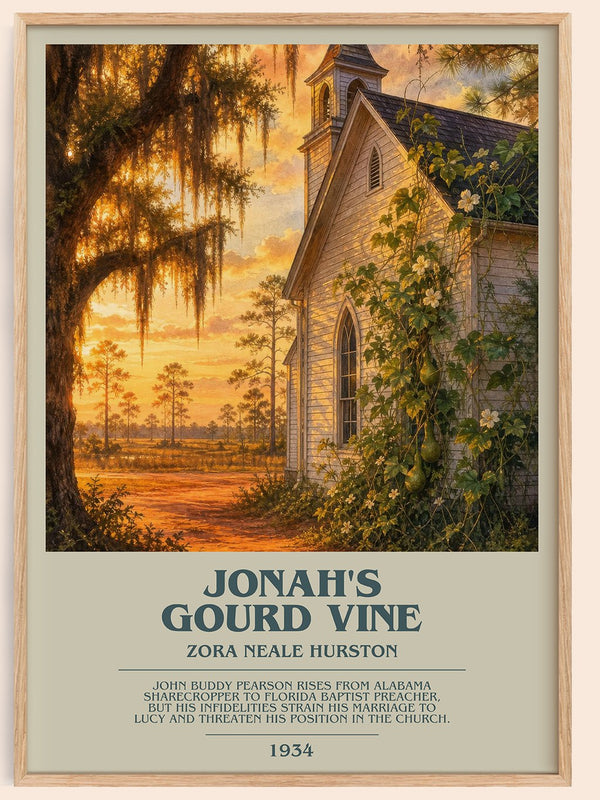 Jonah's Gourd Vine bookish book poster by Zora Neale Hurston – framed literary art print