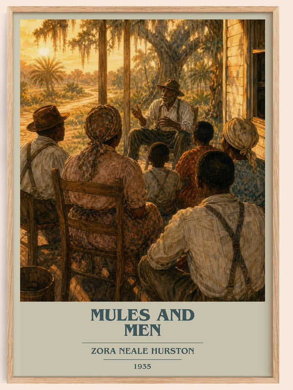 Mules and Men book cover book poster by Zora Neale Hurston – framed literary art print