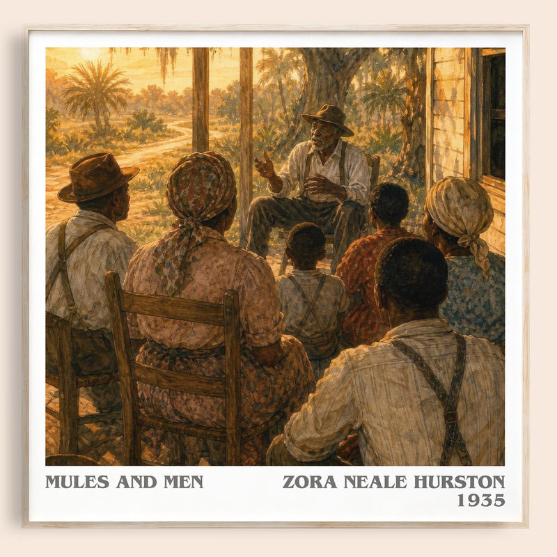 Mules and Men literary book poster by Zora Neale Hurston – framed literary art print