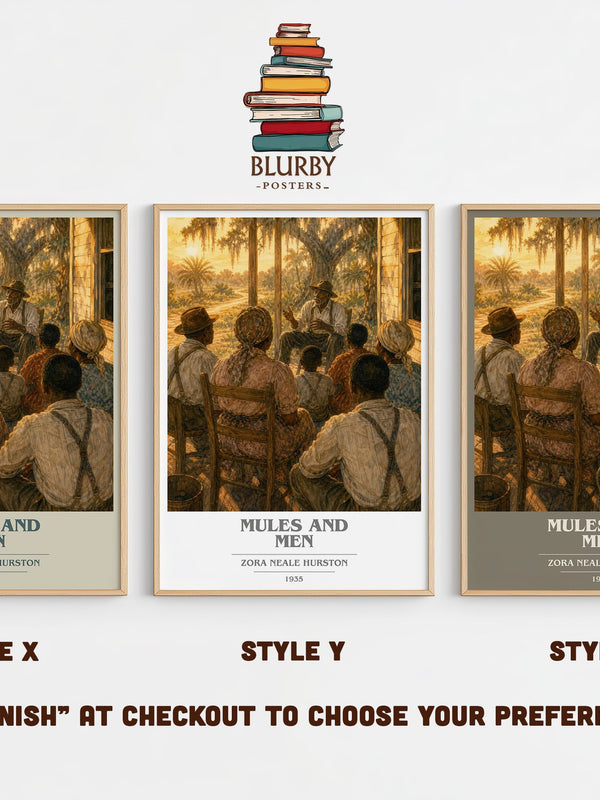 Mules and Men book cover print in frame leaning in hallway – non fiction wall art