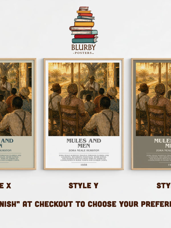 Mules and Men bookish print in frame leaning in hallway – non fiction wall art