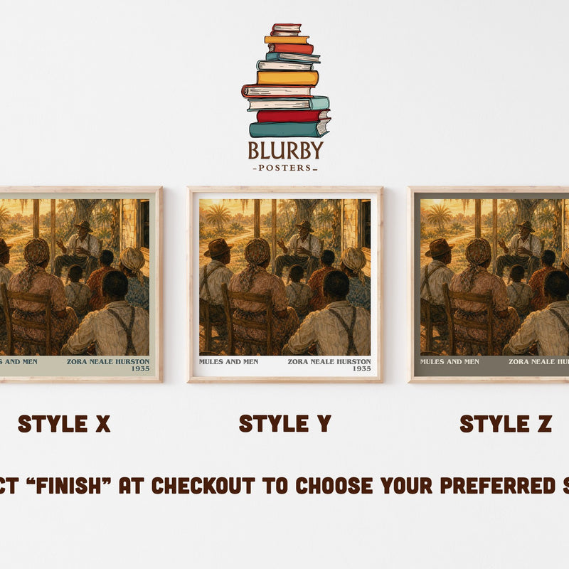 Mules and Men literary print in frame leaning in hallway – non fiction wall art