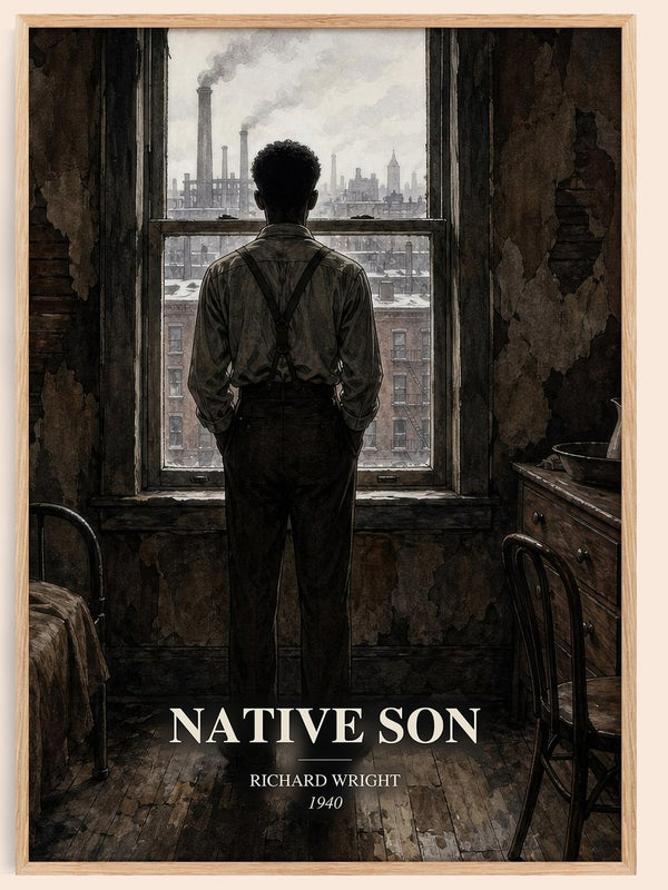Native Son watercolour book poster by Richard Wright – framed literary art print