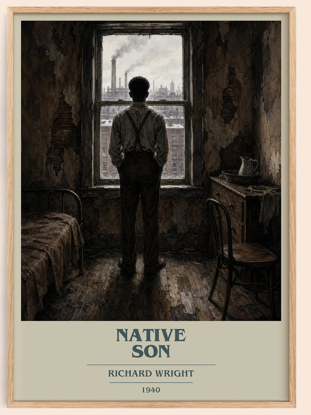 Native Son book cover book poster by Richard Wright – framed literary art print
