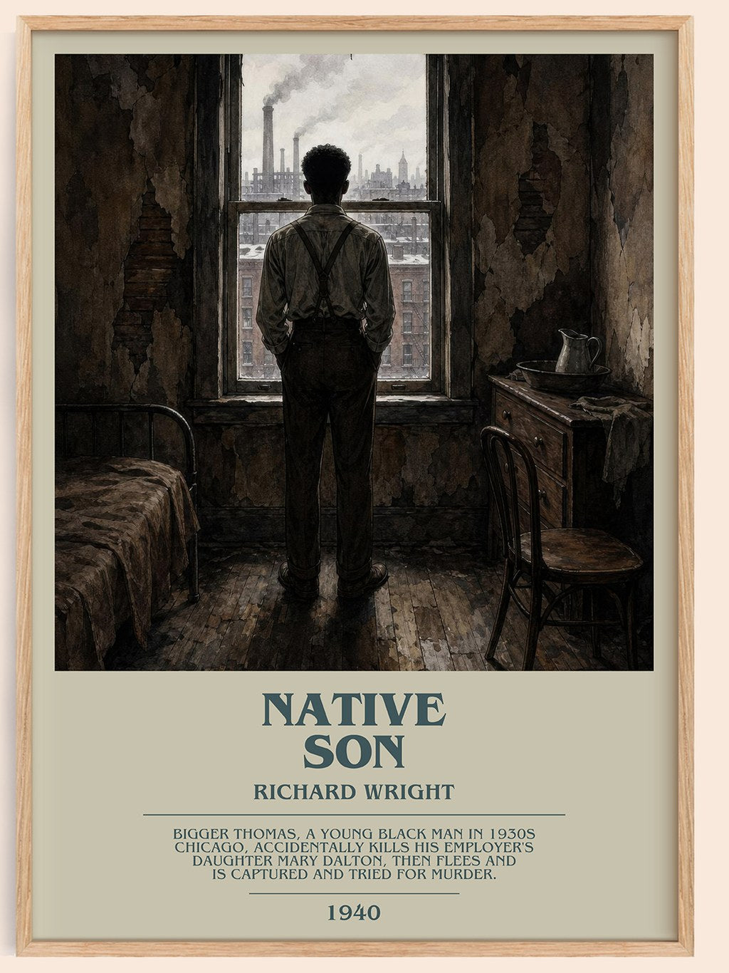 Native Son bookish book poster by Richard Wright – framed literary art print