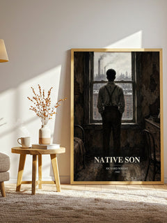 Native Son watercolour print in frame leaning in hallway – literary fiction wall art
