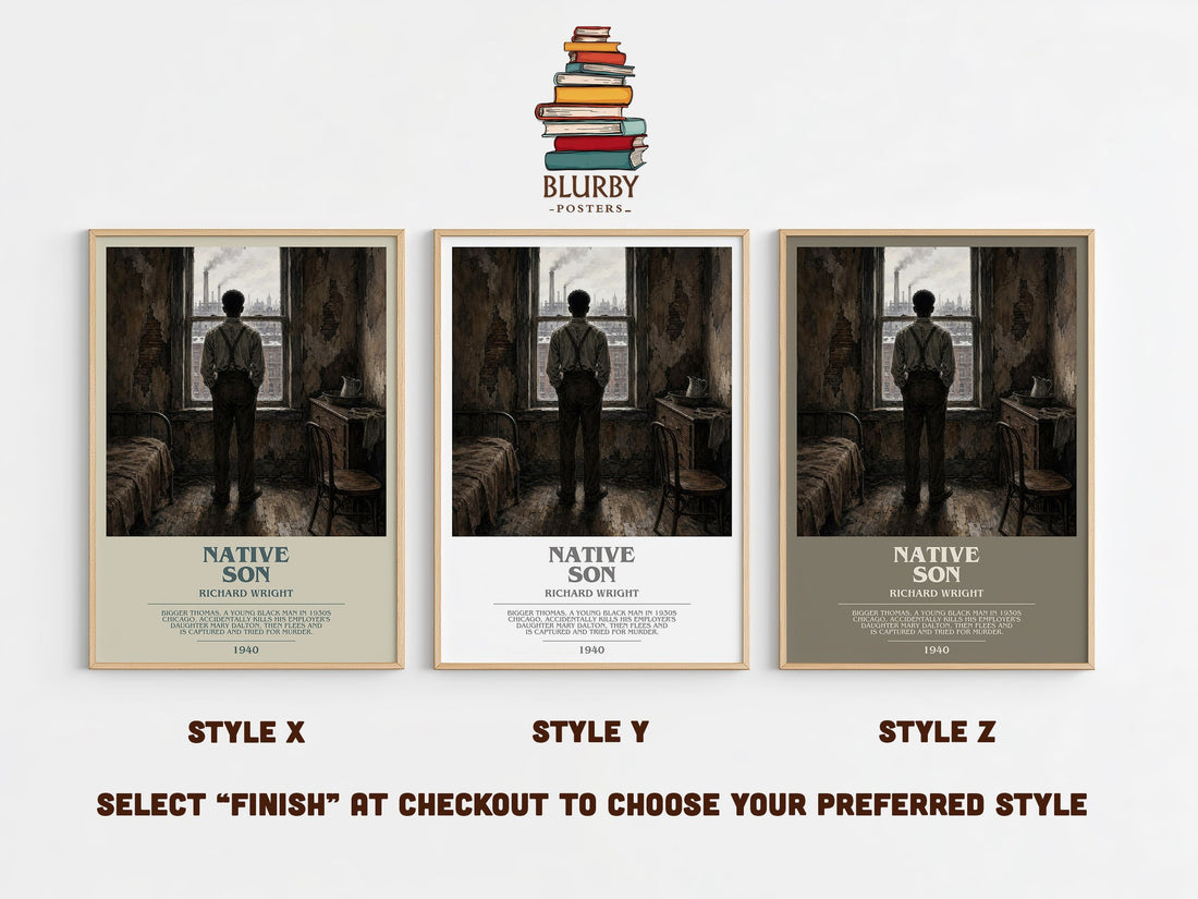 Native Son bookish print in frame leaning in hallway – literary fiction wall art (mockup)