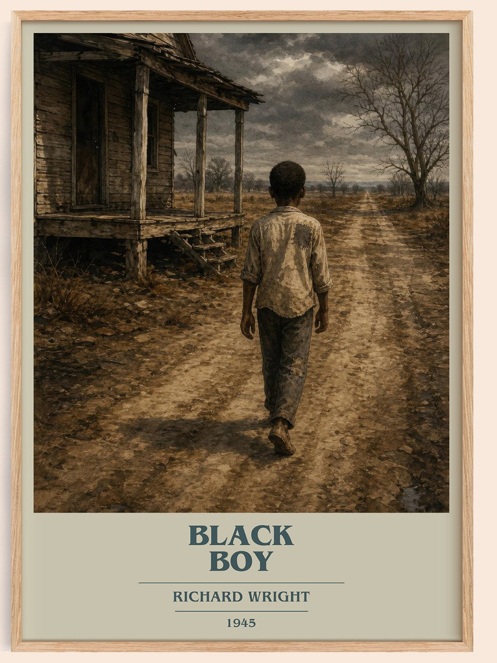 Black Boy book cover book poster by Richard Wright – framed literary art print