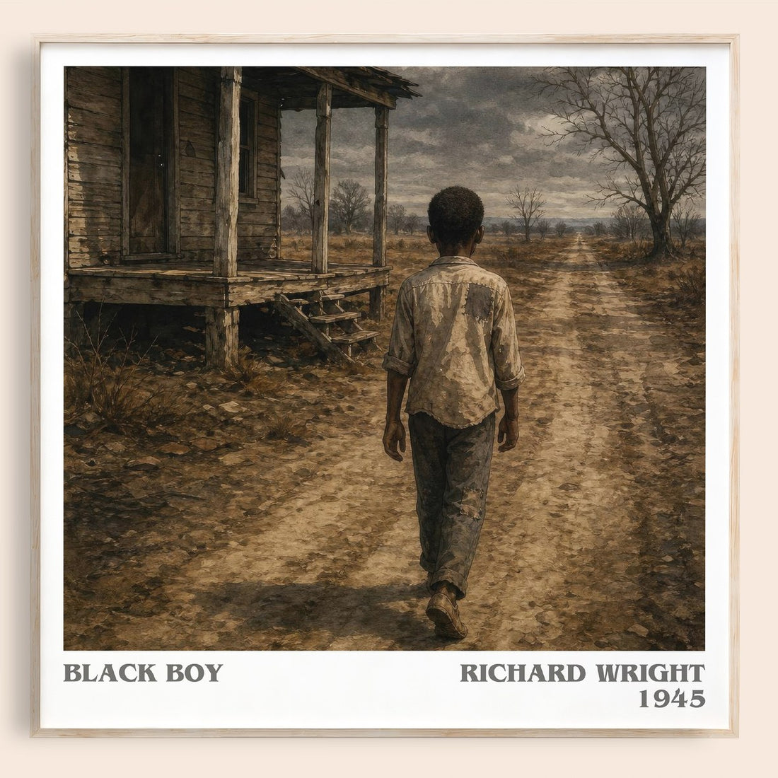 Black Boy literary book poster by Richard Wright – framed literary art print