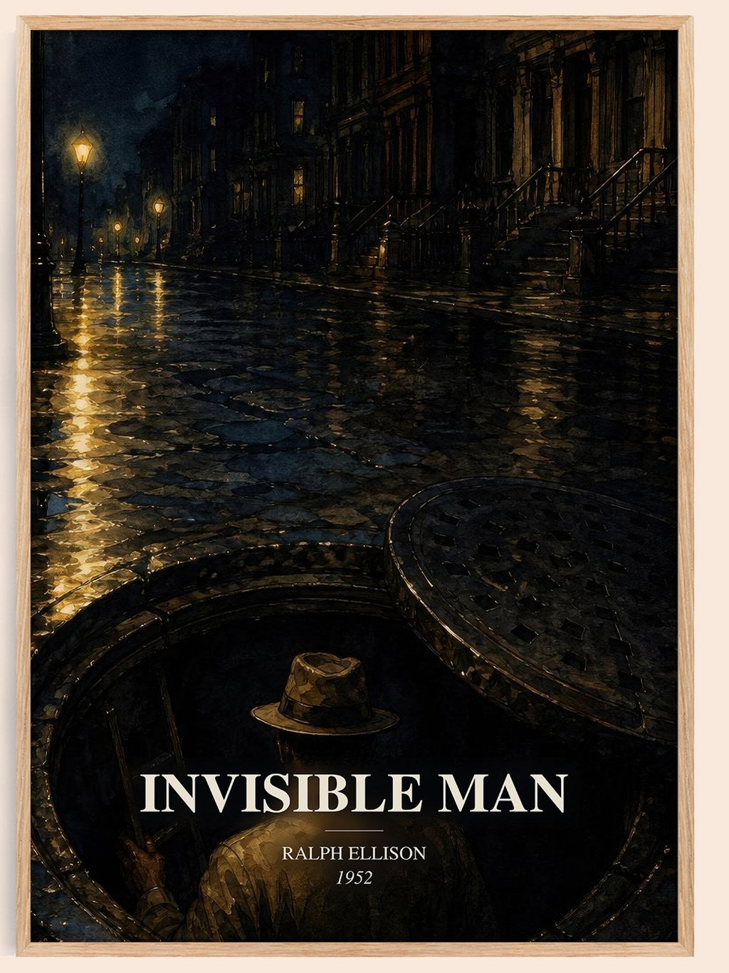 Invisible Man watercolour book poster by Ralph Ellison – framed literary art print