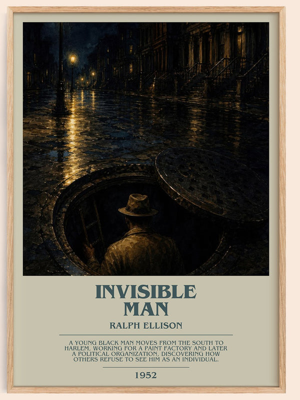 Invisible Man bookish book poster by Ralph Ellison – framed literary art print