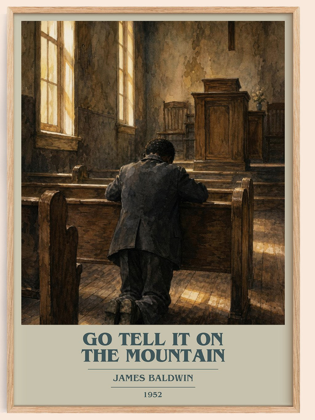 Go Tell It on the Mountain book cover book poster by James Baldwin – framed literary art print