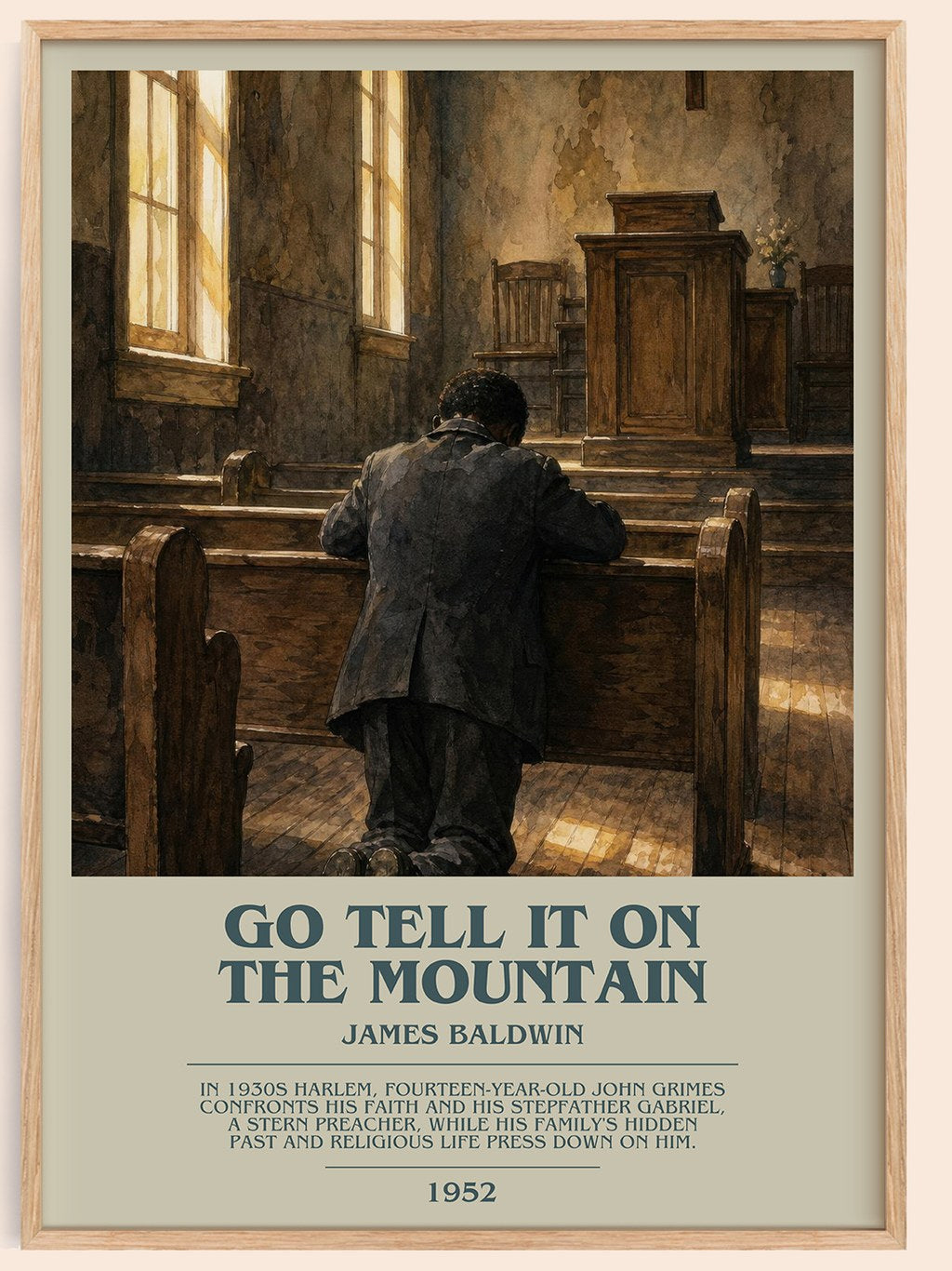 Go Tell It on the Mountain bookish book poster by James Baldwin – framed literary art print