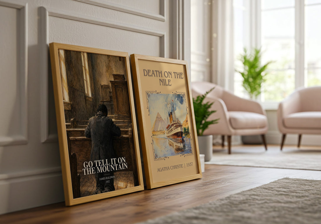 Go Tell It on the Mountain watercolour print framed by window – literary home decor
