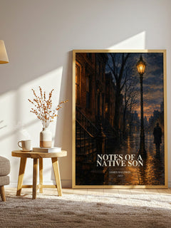 Notes of a Native Son watercolour print in frame leaning in hallway – non fiction wall art
