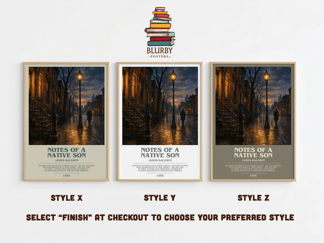 Notes of a Native Son bookish print in frame leaning in hallway – non fiction wall art (mockup)