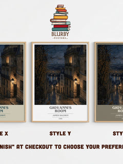 Giovanni's Room book cover print in frame leaning in hallway – literary fiction wall art