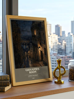 Giovanni's Room book cover print framed by window – literary home decor