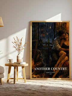 Another Country watercolour print in frame leaning in hallway – literary fiction wall art