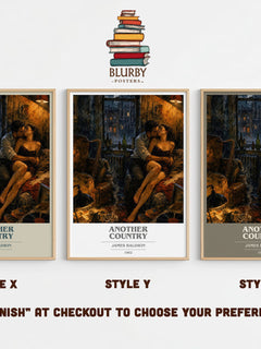 Another Country book cover print in frame leaning in hallway – literary fiction wall art