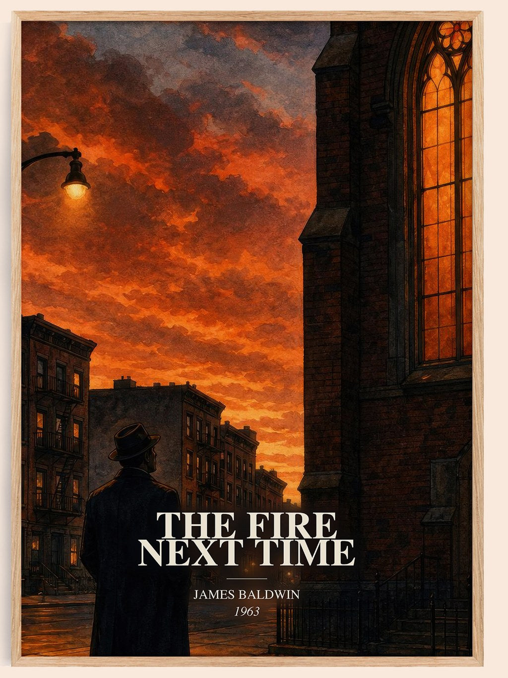 The Fire Next Time watercolour book poster by James Baldwin – framed literary art print