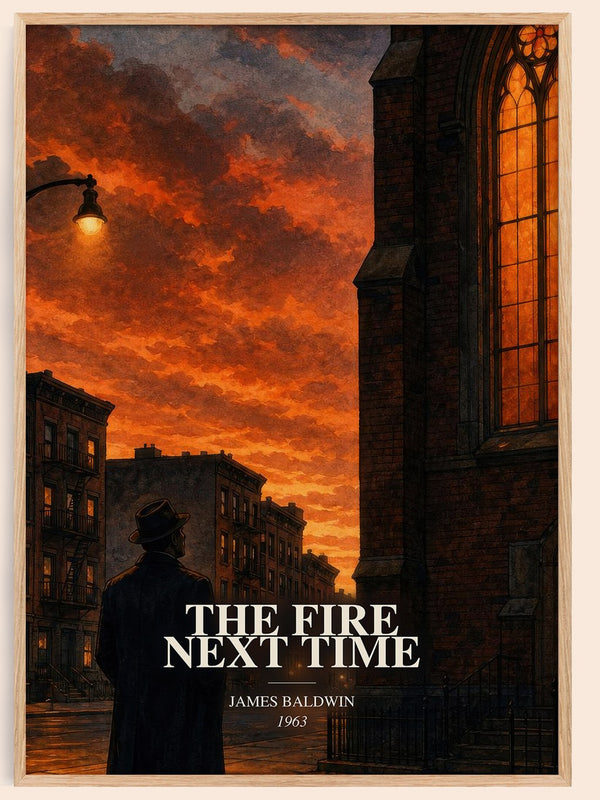 The Fire Next Time watercolour book poster by James Baldwin – framed literary art print