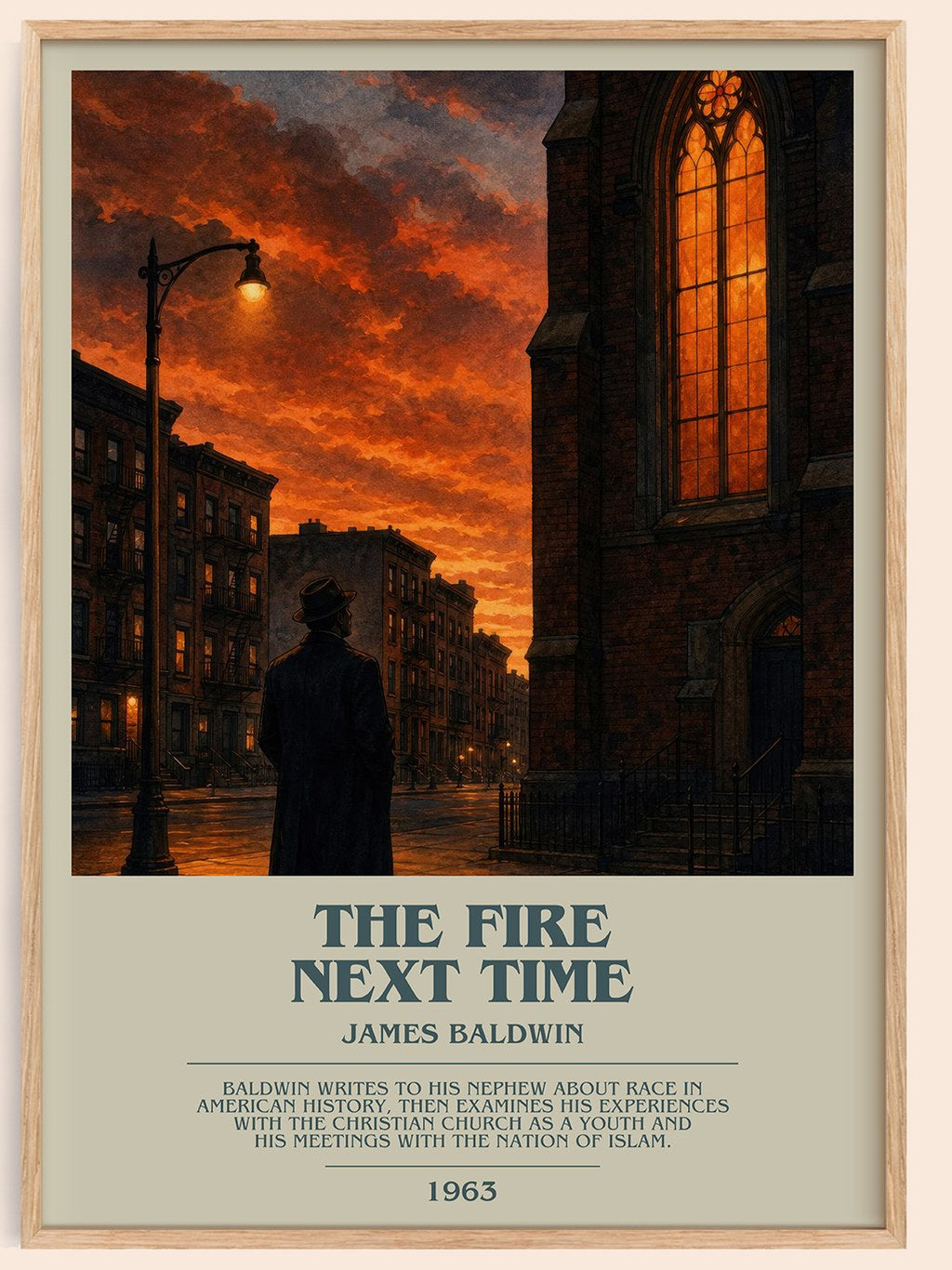 The Fire Next Time bookish book poster by James Baldwin – framed literary art print