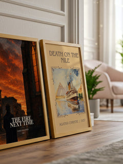 The Fire Next Time watercolour print framed by window – literary home decor