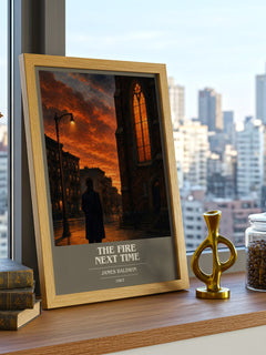 The Fire Next Time book cover print framed by window – literary home decor