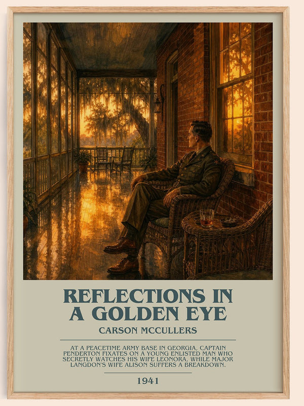 Reflections in a Golden Eye bookish book poster by Carson McCullers – framed literary art print