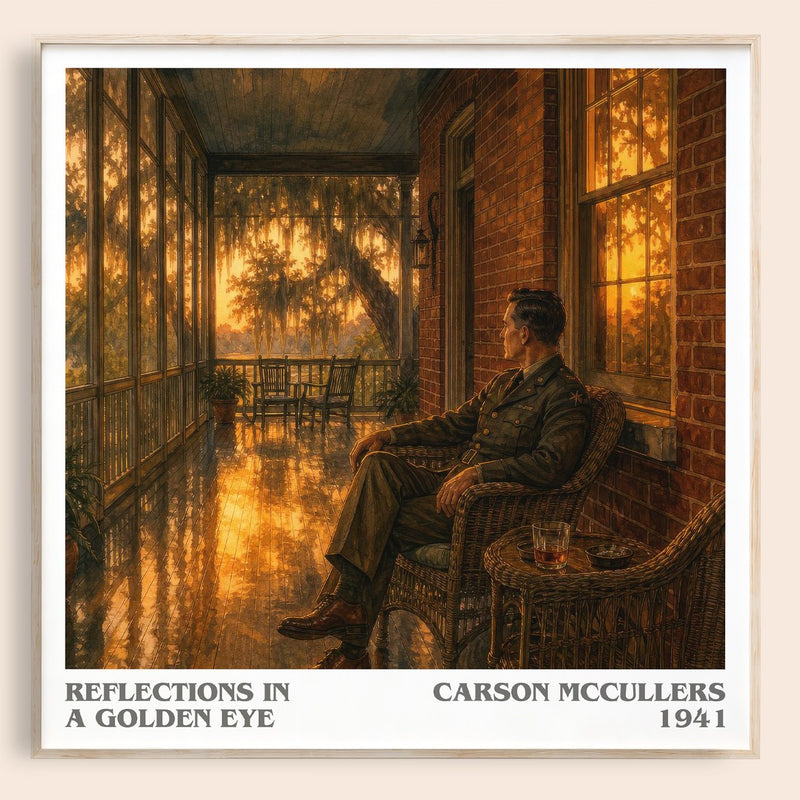 Reflections in a Golden Eye literary book poster by Carson McCullers – framed literary art print