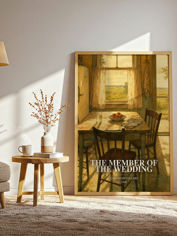 The Member of the Wedding watercolour print in frame leaning in hallway – literary fiction wall art