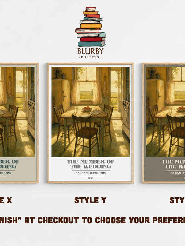 The Member of the Wedding book cover print in frame leaning in hallway – literary fiction wall art