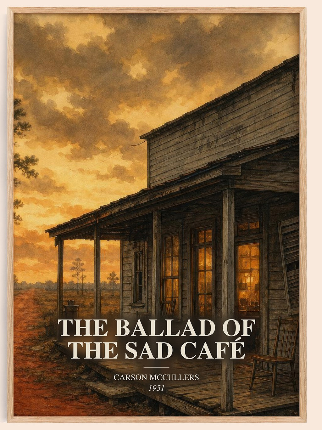 The Ballad of the Sad Café watercolour book poster by Carson McCullers – framed literary art print