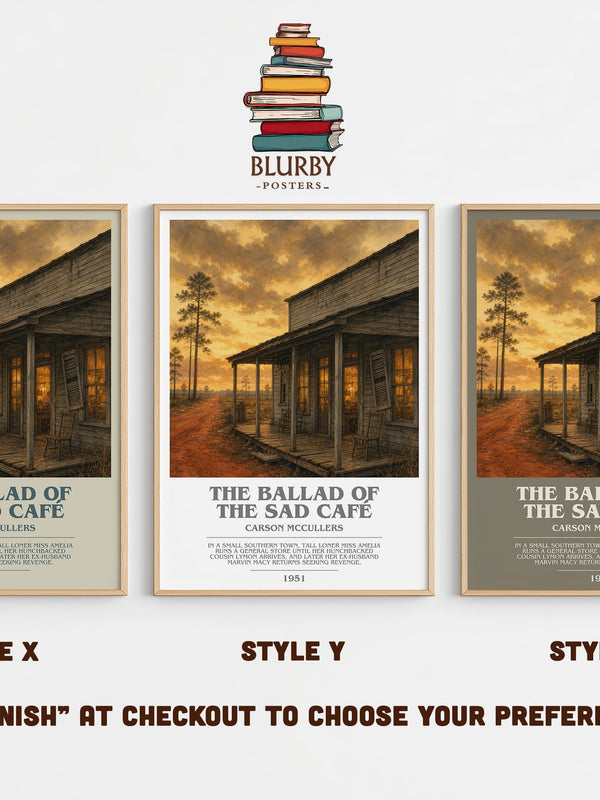 The Ballad of the Sad Café bookish print in frame leaning in hallway – literary fiction wall art