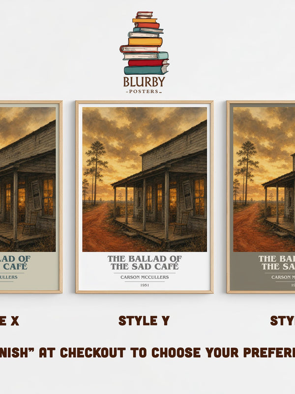 The Ballad of the Sad Café book cover print in frame leaning in hallway – literary fiction wall art
