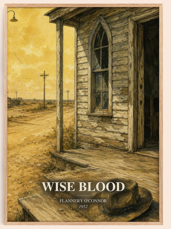 Wise Blood watercolour book poster by Flannery O'Connor – framed literary art print