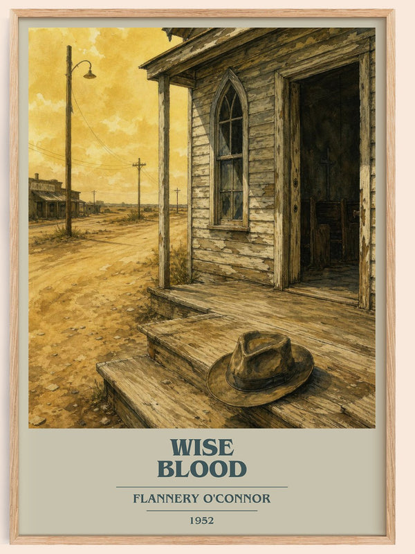 Wise Blood book cover book poster by Flannery O'Connor – framed literary art print