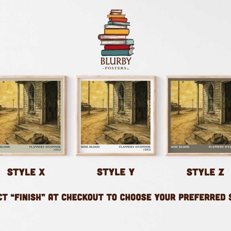 Wise Blood literary print in frame leaning in hallway – literary fiction wall art
