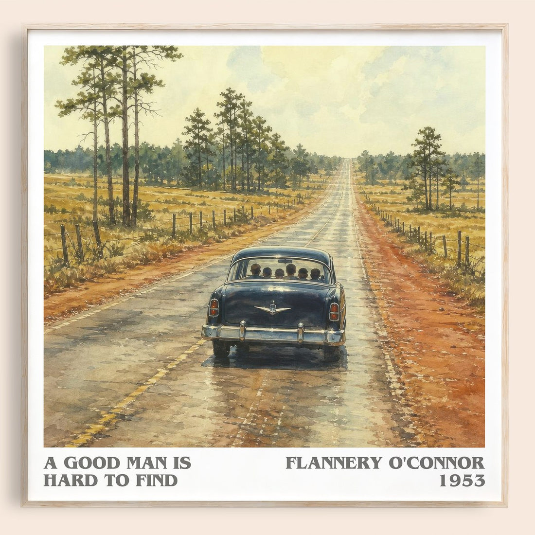 A Good Man Is Hard to Find literary book poster by Flannery O'Connor – framed literary art print