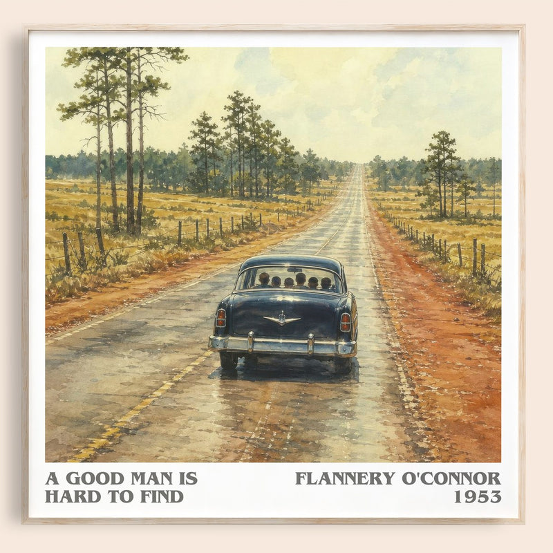 A Good Man Is Hard to Find literary book poster by Flannery O'Connor – framed literary art print