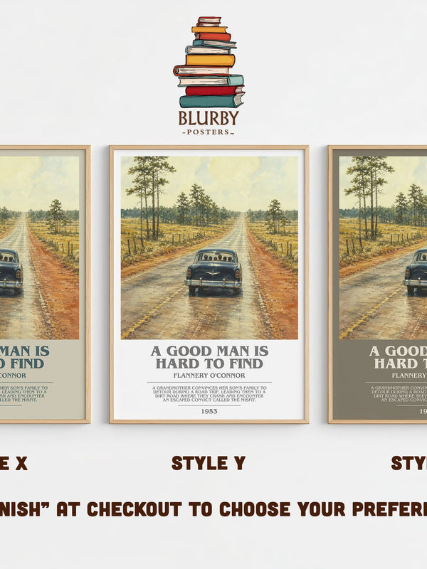 A Good Man Is Hard to Find bookish print in frame leaning in hallway – literary fiction wall art