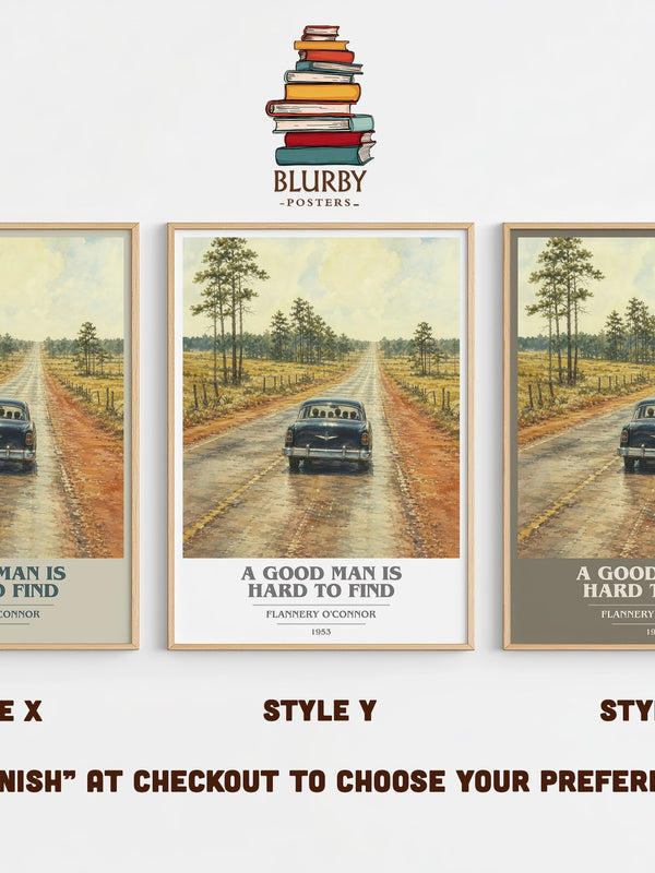 A Good Man Is Hard to Find book cover print in frame leaning in hallway – literary fiction wall art