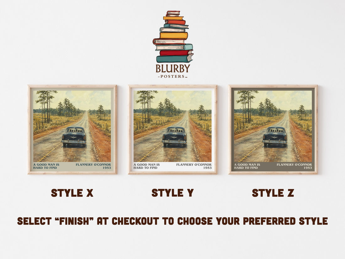 A Good Man Is Hard to Find literary print in frame leaning in hallway – literary fiction wall art (mockup)