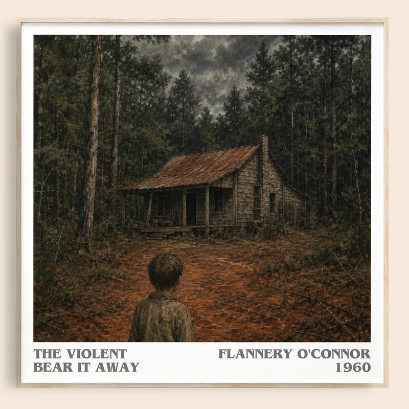 The Violent Bear It Away literary book poster by Flannery O'Connor – framed literary art print