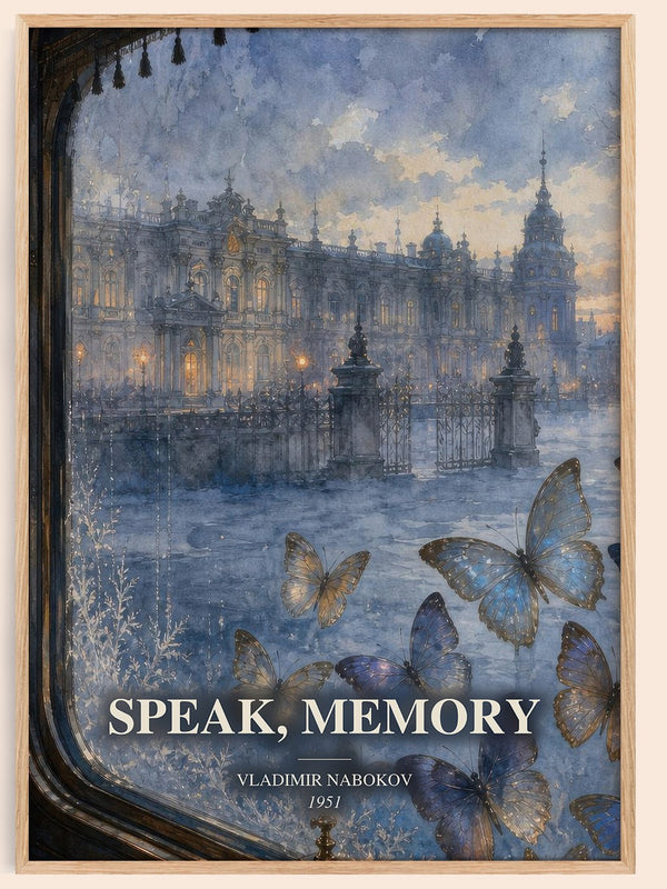 Speak, Memory watercolour book poster by Vladimir Nabokov – framed literary art print