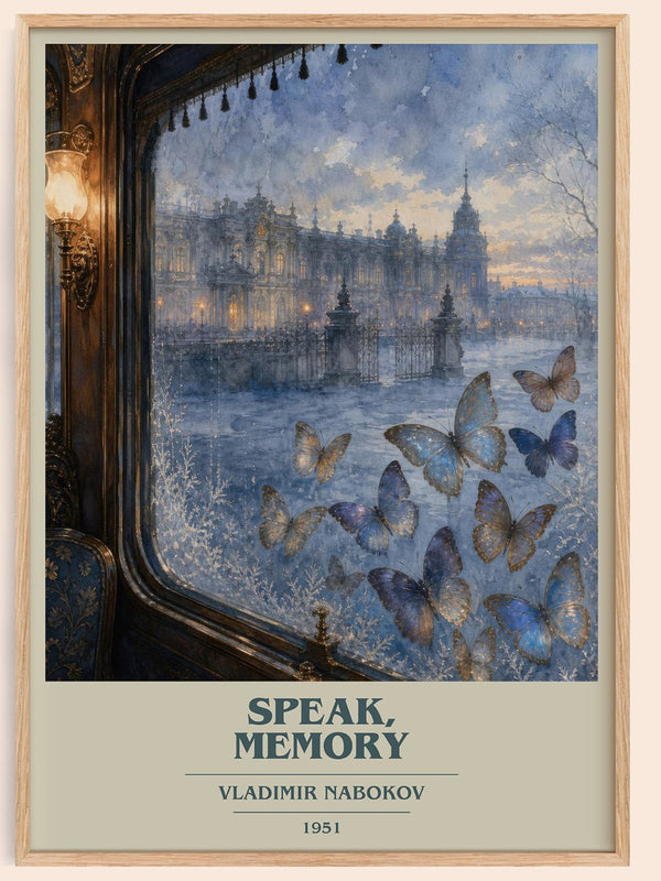 Speak, Memory book cover book poster by Vladimir Nabokov – framed literary art print
