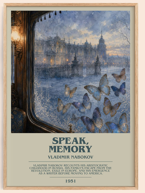 Speak, Memory bookish book poster by Vladimir Nabokov – framed literary art print